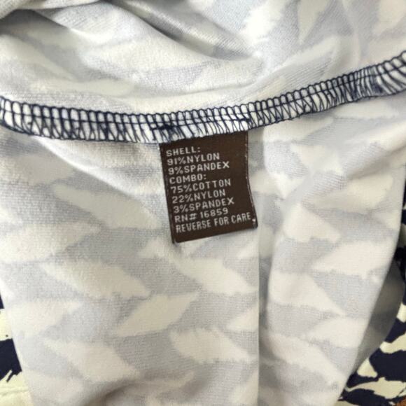 J. McLaughlin Navy White Geometric Print Collared Button-Up Top | Size M - Picture 6 of 6